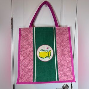 Masters Tournament Pink Green Jute Tote Bag Augusta National Golfcore Preppy